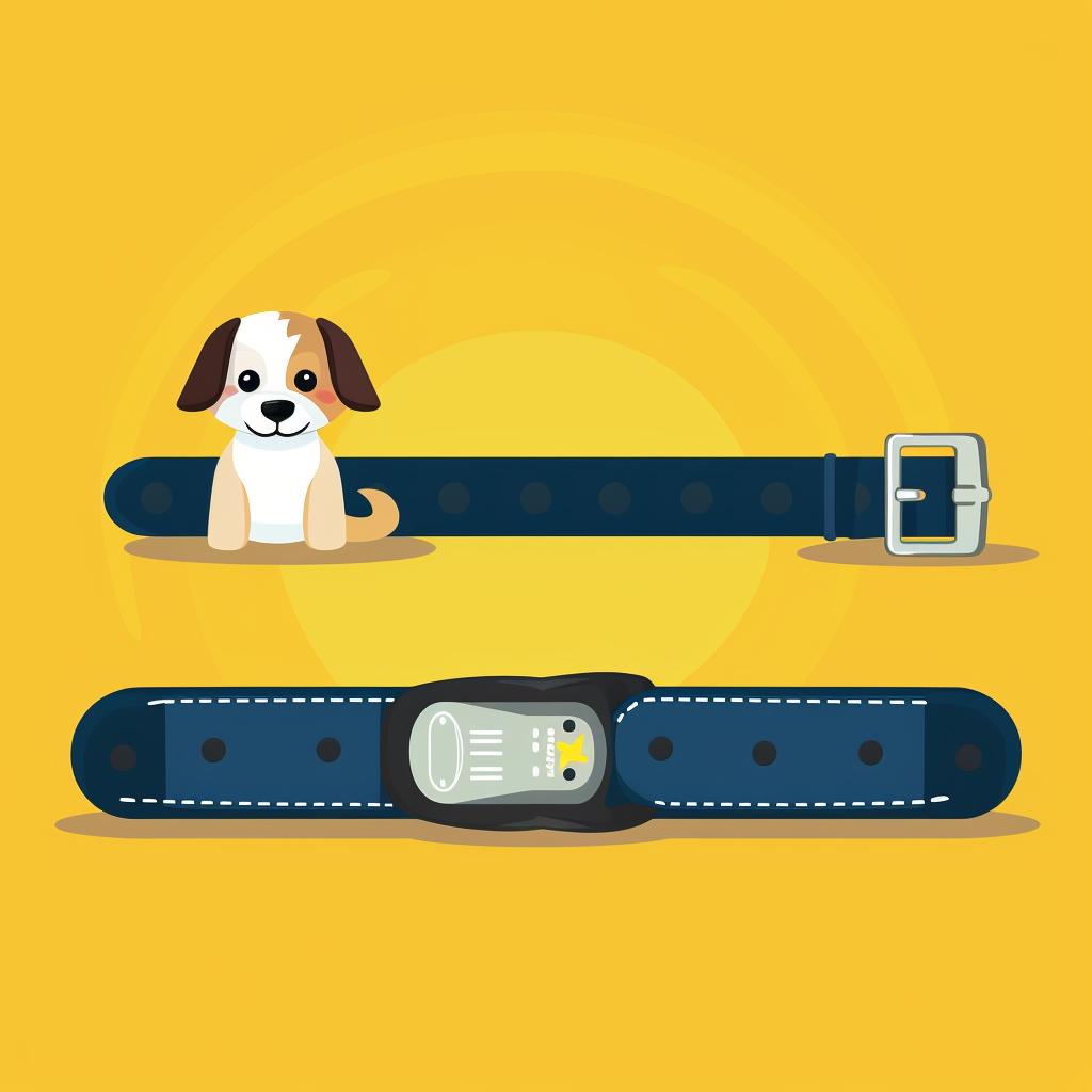A doggy seat belt next to a measuring tape.