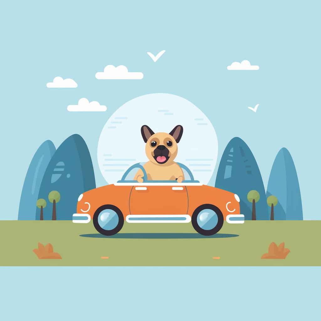 Dog exploring a stationary car