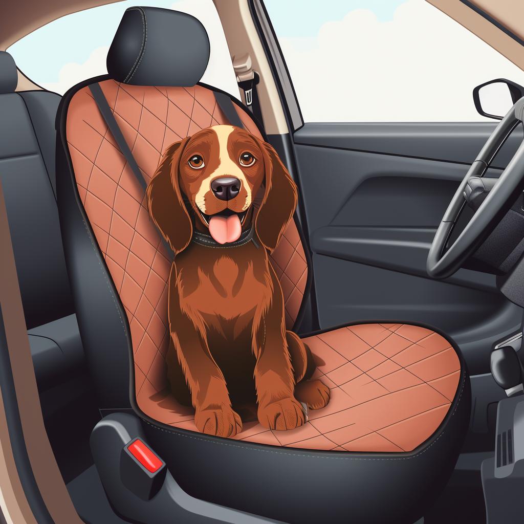 Dog car seat cover placed over a car seat