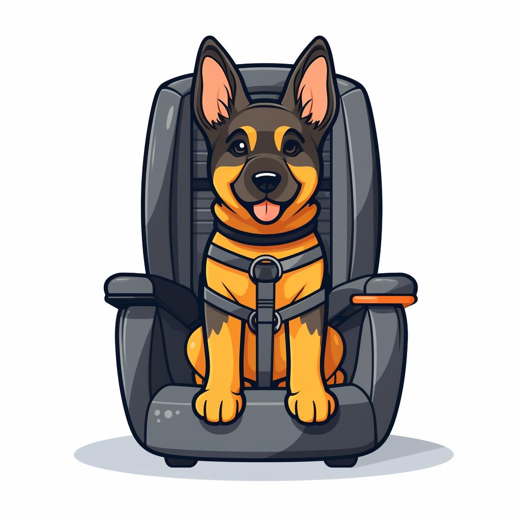 Securing the large dog car seat with straps around the vehicle seat