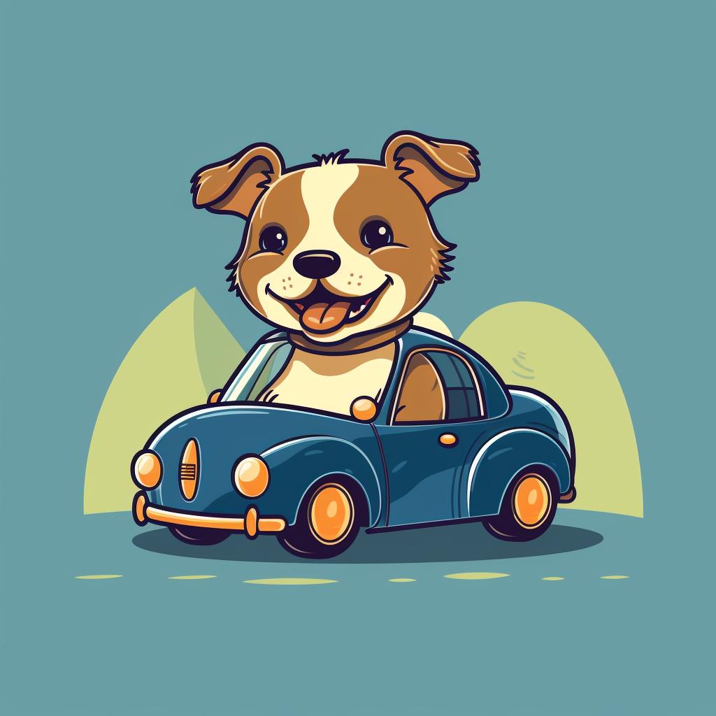 Dog with a favorite toy in a car