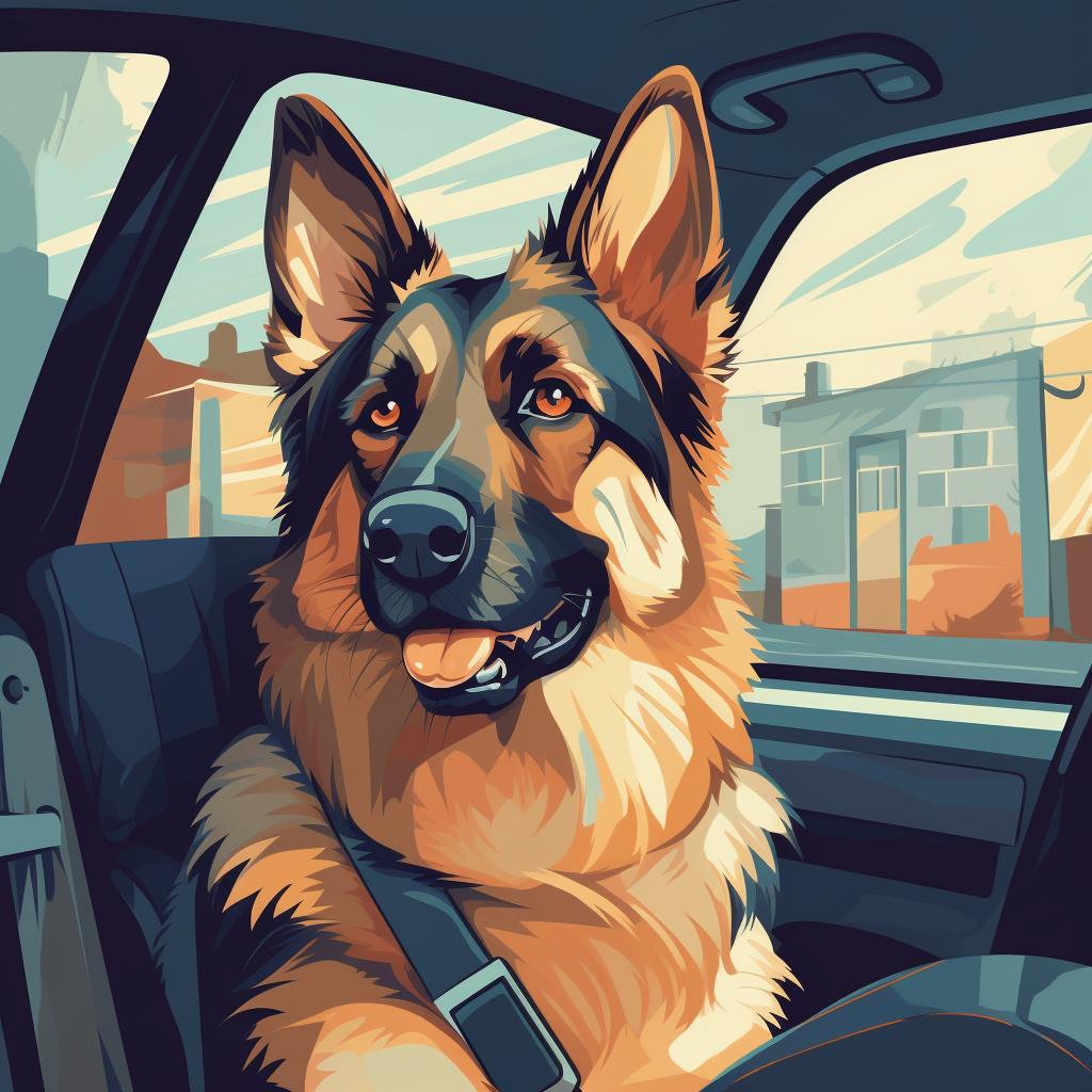 Dog sitting calmly in a quiet car
