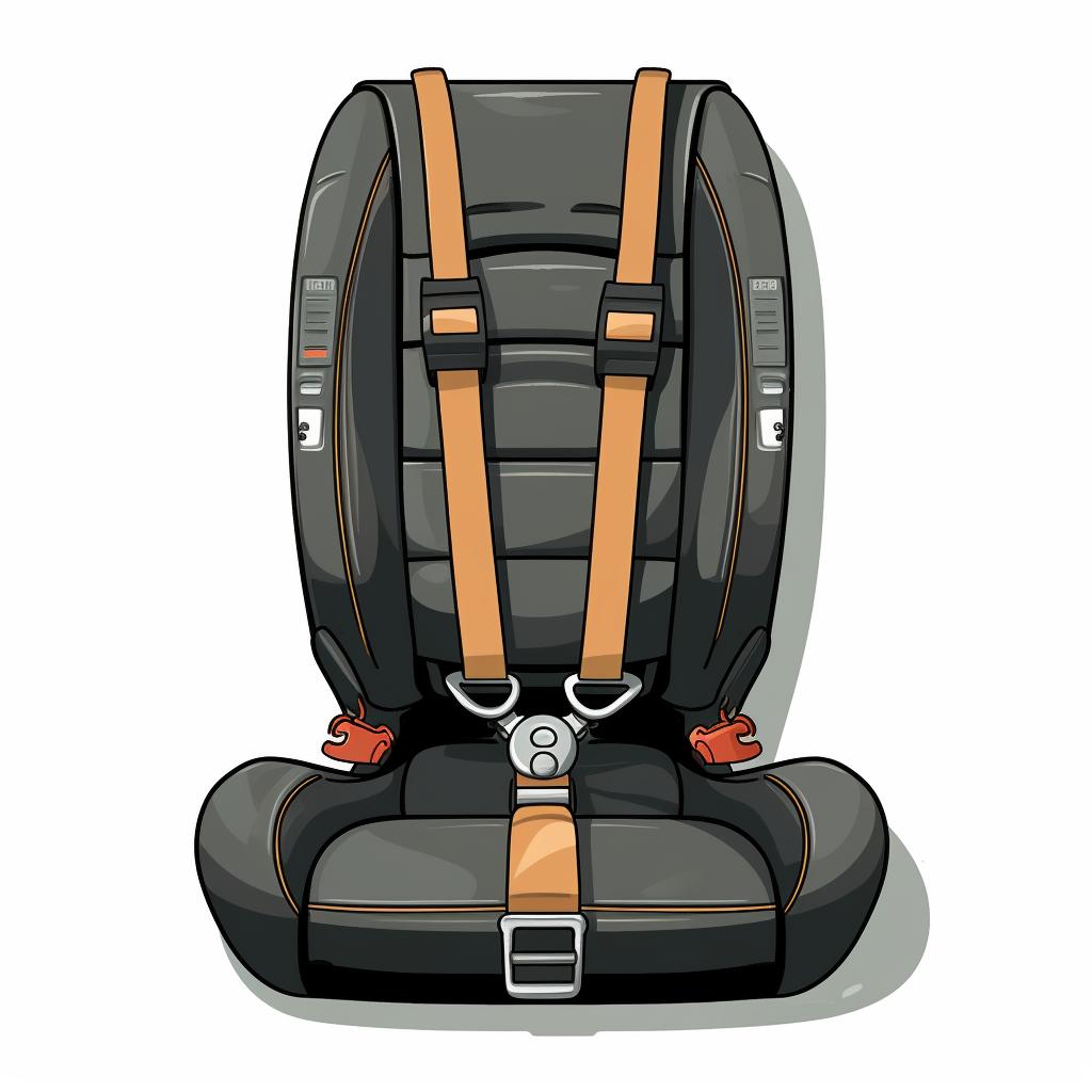 The harness being attached to the car's seat belt system