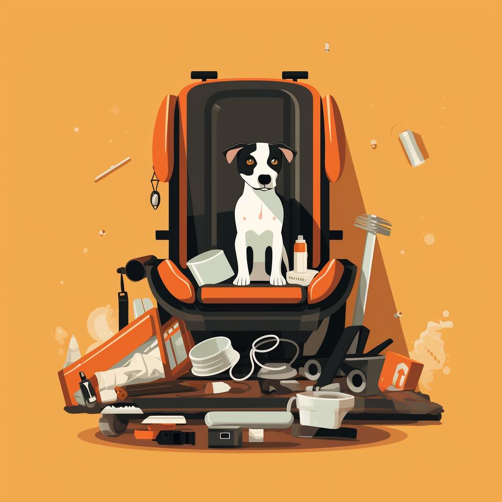 Unpacked dog car seat with all its parts