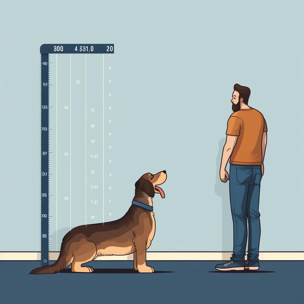 A person looking at a dog harness sizing chart.