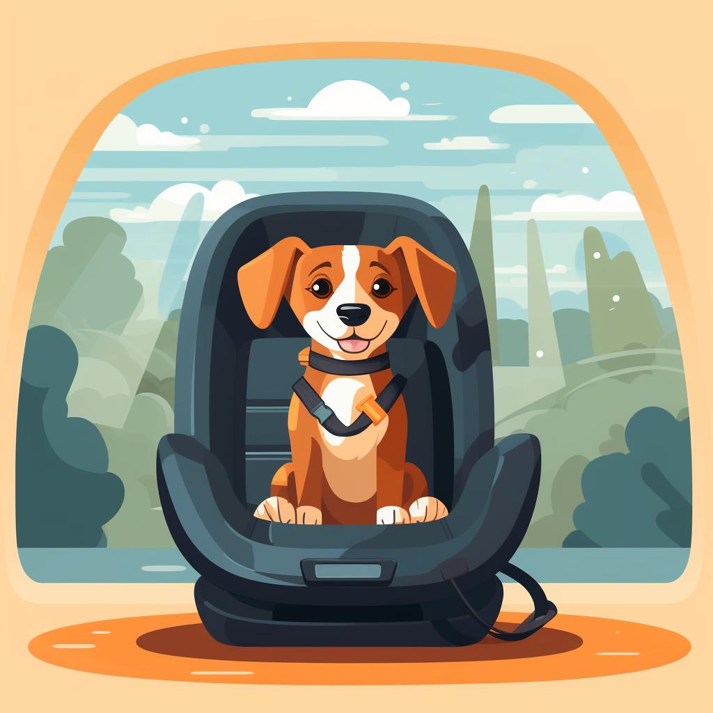 Dog being introduced to the new car seat